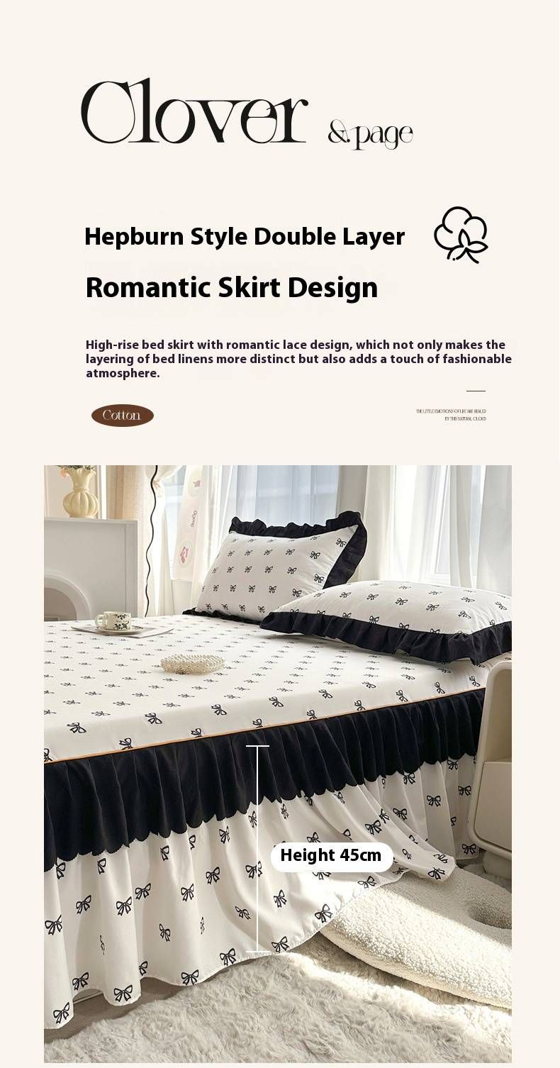 Coprimaterasso in stile francese – Elegante coprimaterasso in cotone lavato ad acqua con orlo arricciato, stile principessa, lusso alberghiero (varie misure e colori)_voghion.com