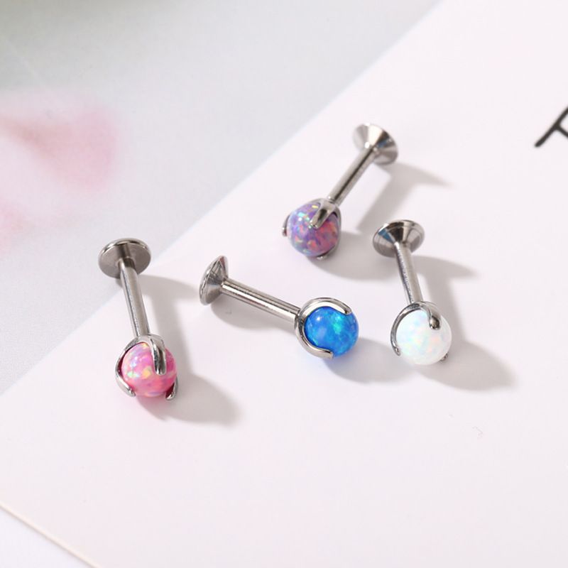 Vendita calda di piercing all'orecchio G23 titanio acciaio opale asta piatta chiodo labbro F136 lega di titanio cartilagine orecchio chiodo labbro anello foro sottile_voghion.com