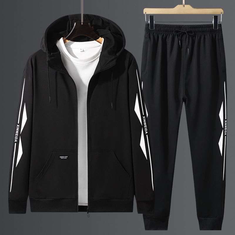 【L-8XL】 Completo sportivo da uomo 2025, primavera autunno, cardigan, giacca con cappuccio, felpa da ragazzo, taglie forti, set da due pezzi_voghion.com