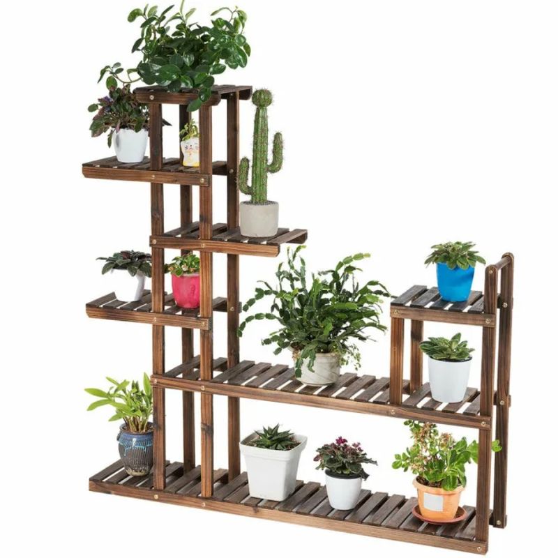 Plant Flower 7-Tier Display Stand Shelf Rack Wood Storage_voghion.com