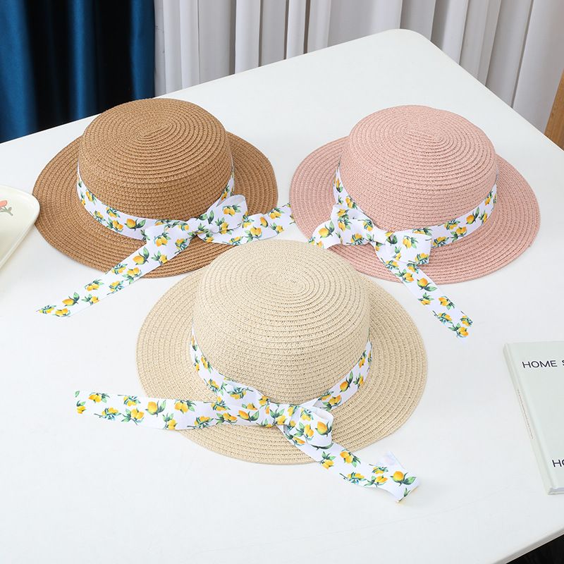 Protezione solare estiva per bambini e donne, parasole pieghevole da spiaggia a tesa piatta, cappelli, borse, set per erba genitore-figlio_voghion.com