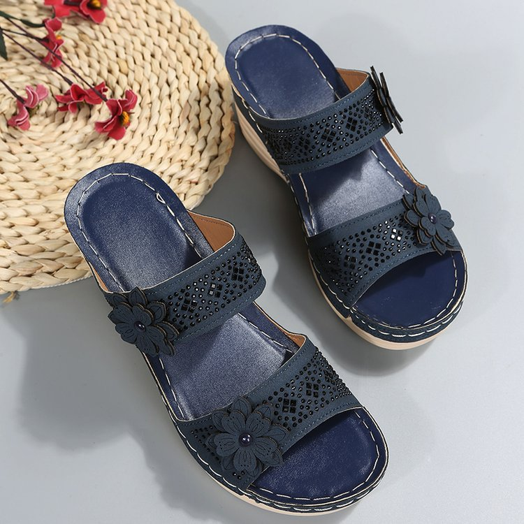 Sandali da donna grandi dimensioni casuali sandali da donna con zeppa a forma di fiore_voghion.com