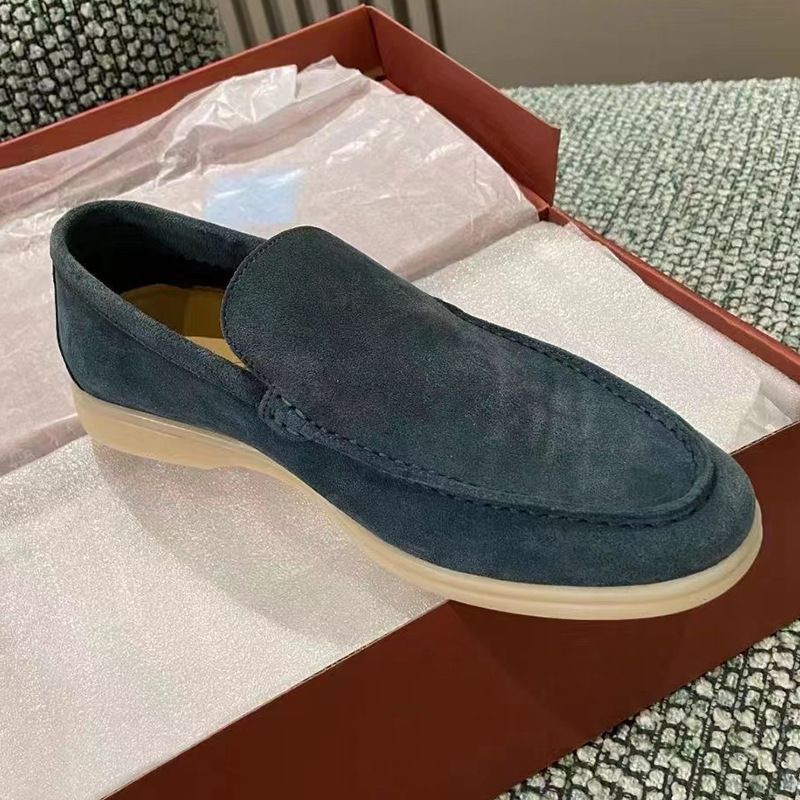 Men's Classic Slip-On Summer Suede Driving Lazy Shoes Casual Genuine Leather Loafers_voghion.com