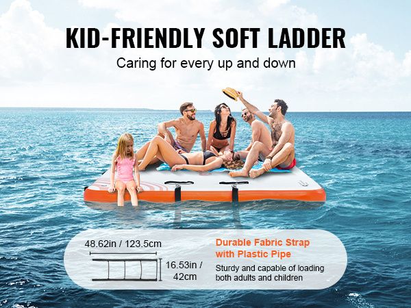 VEVOR Inflatable Floating Dock, 8 x 5FT Inflatable Dock Platform, Non-Slip Water Floating Dock Mat with Portable Carrying Bag & Detachable Ladder, Flo_voghion.com