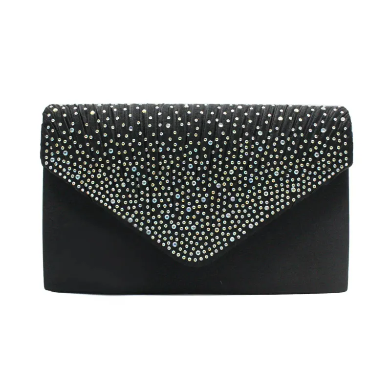 Pochette eleganti da donna alla moda, borsa a tracolla in raso con catena sottile, borse da sera abbinate per feste e banchetti_voghion.com