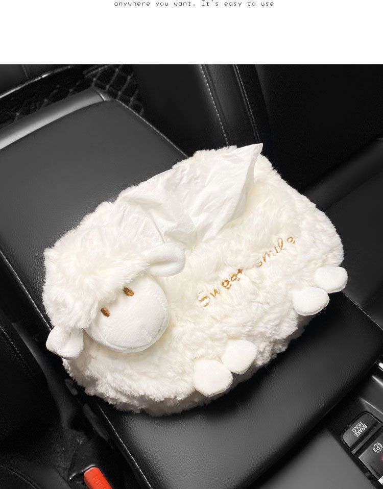Cutie de șervețele montată pe mașină, Păpușă drăguță, Miel în stil Instagram, Șervețele agățate, Sertar de hârtie, Accesorii auto_voghion.com