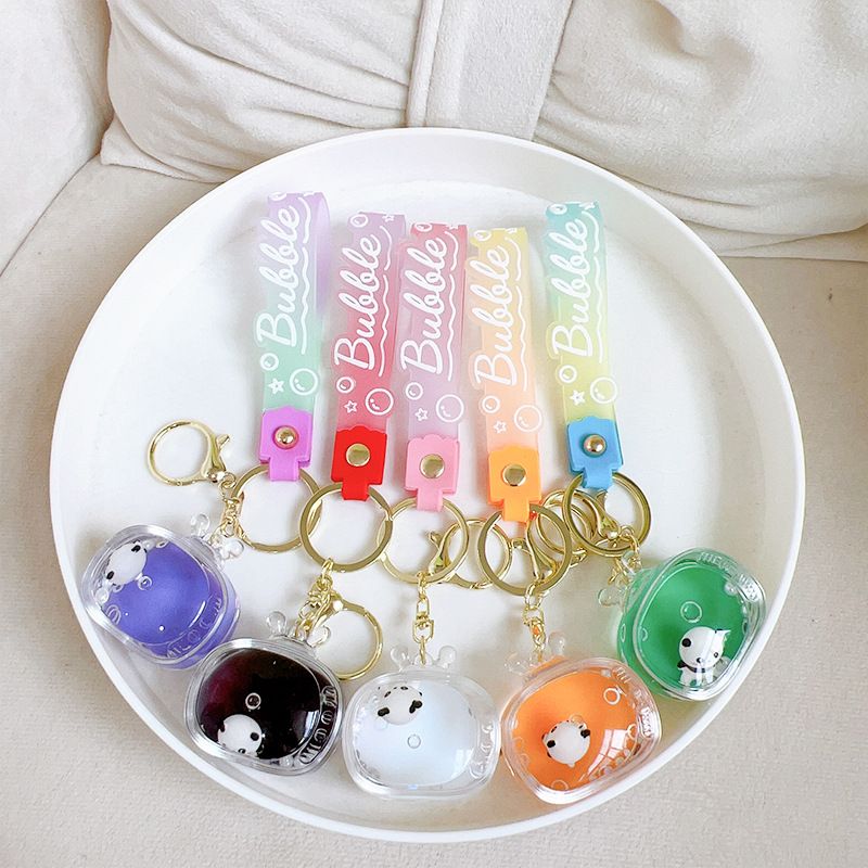 Floating Doll Panda Exquisite Quicksand Keychain Package Pendant Paw Machine Gift_voghion.com