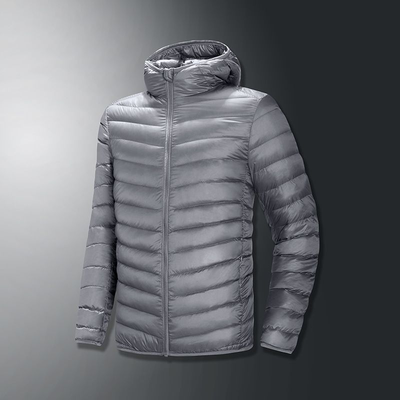 Giacca invernale leggera con cappuccio ricaricabile di alta qualità da uomo, sportiva, casual, in piumino d'anatra bianco_voghion.com