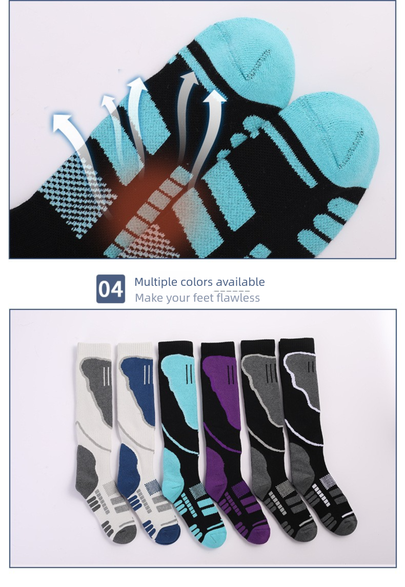 Dikke warme skisokken voor mannen en vrouwen, wintersportsokken met handdoek, hoge sokken voor bergbeklimmen_voghion.com