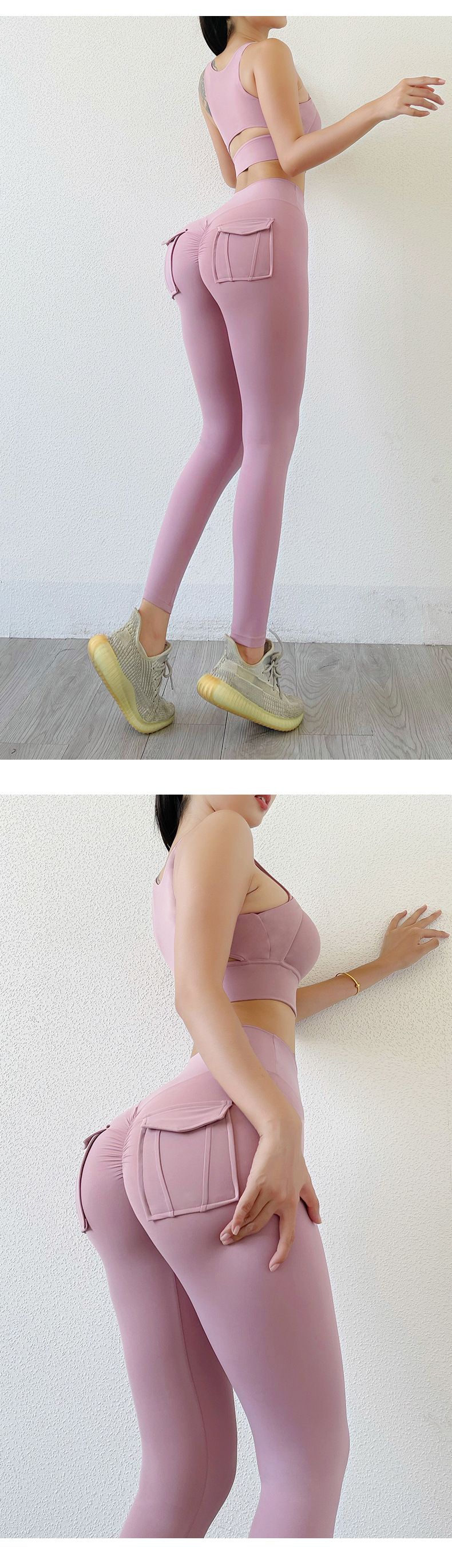 Women's Nude High-waist Butt-lifting Yoga Pants For Women With Pockets Sports Tights Chrysanthemum Fitness Pants_voghion.com