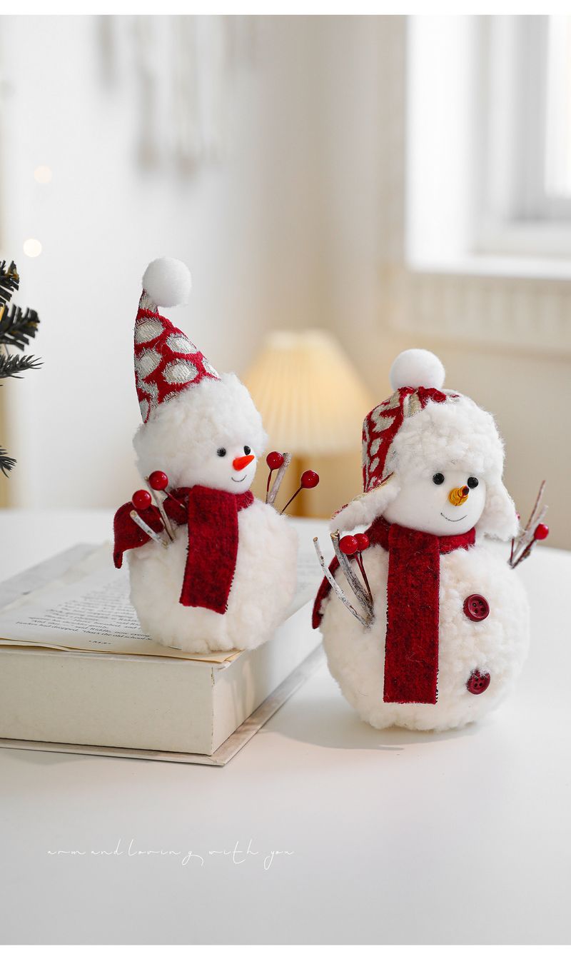 Flauschiger Schaumstoff-Weihnachtsschneemann mit rotem Schal – Niedliche Tischdekoration für Fenster, festliche Dekoration für Zuhause und Büro_voghion.com
