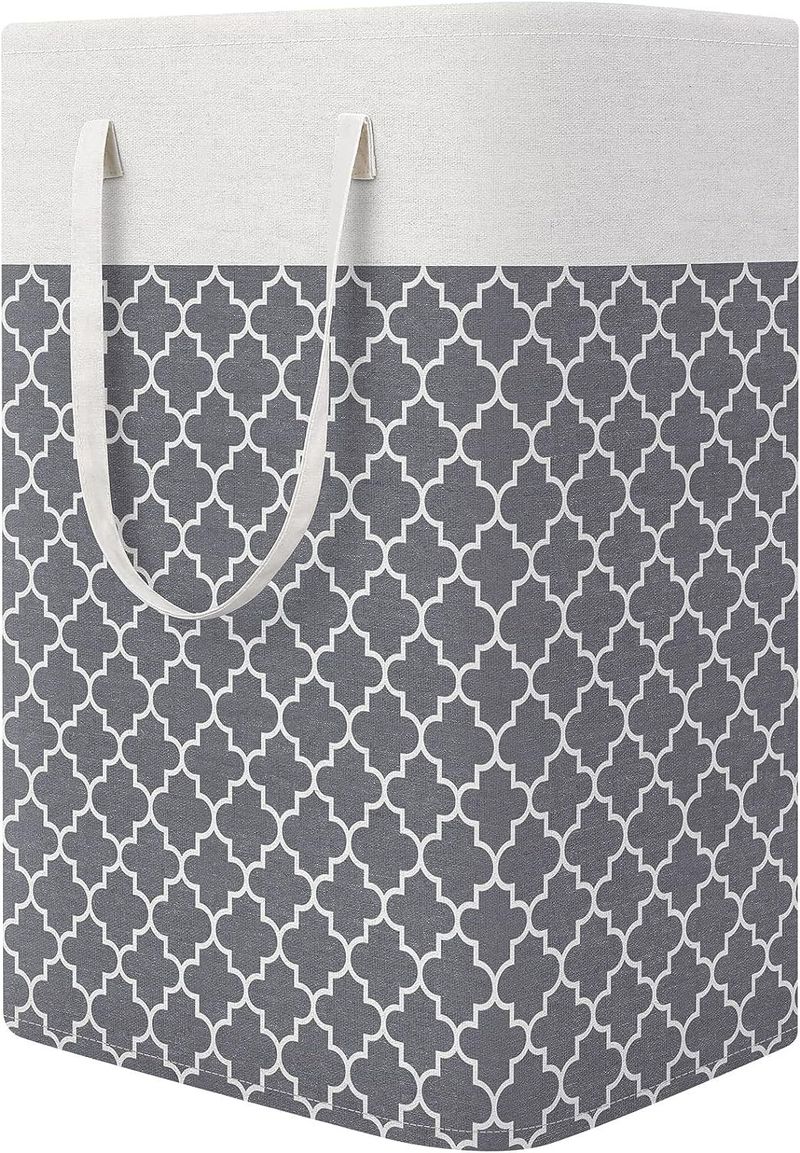 Lillian Cross-Border Foldable Moisture-Proof Striped Basket Home Laundry Hamper Clothes Toy Storage Bin_voghion.com