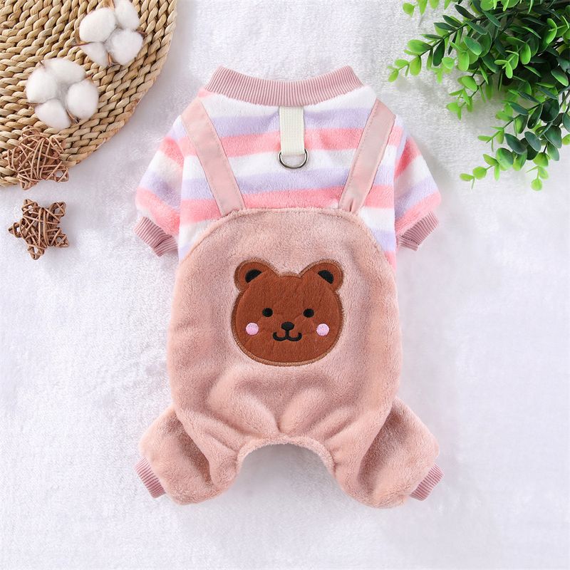 Abbigliamento invernale per animali domestici, caldo e spesso, a quattro zampe, per cuccioli di cane, gatto, orsacchiotto, senza cappuccio, compatibile con guinzaglio_voghion.com