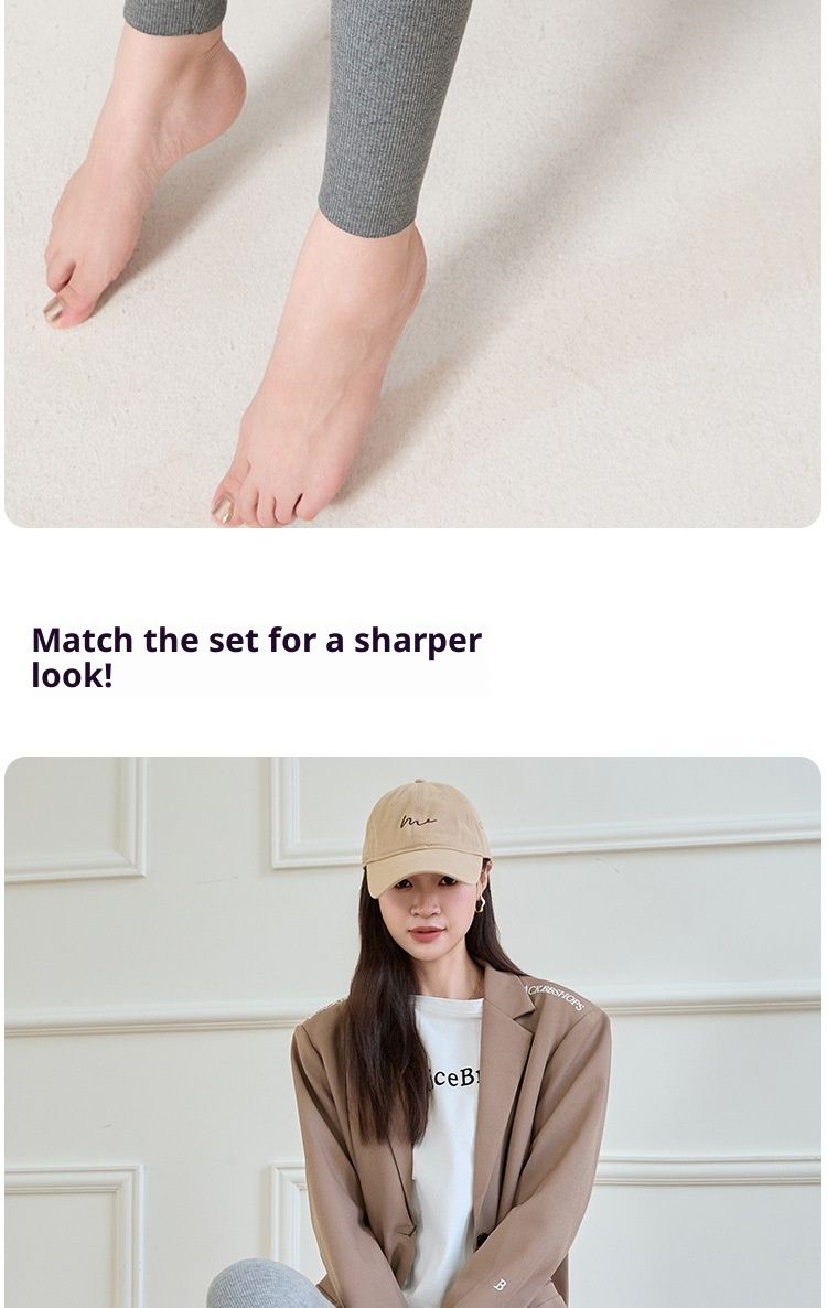 RenMou Vertical Thread Fleece-Lined Leggings For Women, Outer Wear, 2024 Autumn And Winter New High-Waist Cotton Elastic Warm_voghion.com