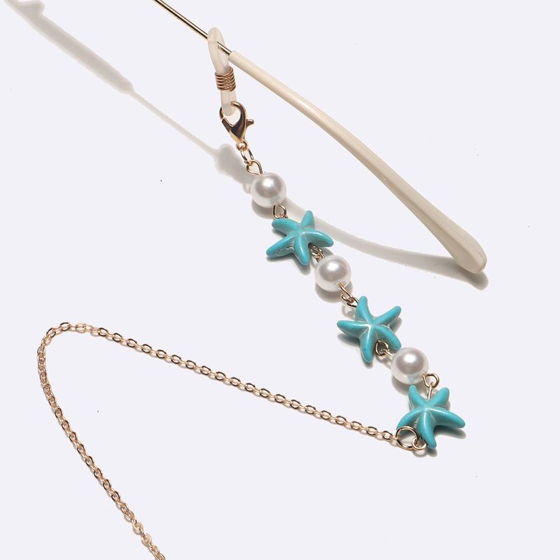 Punk Gold Pearl Starfish Handmade Mask Chain Anti-Slip Glasses Strap_voghion.com