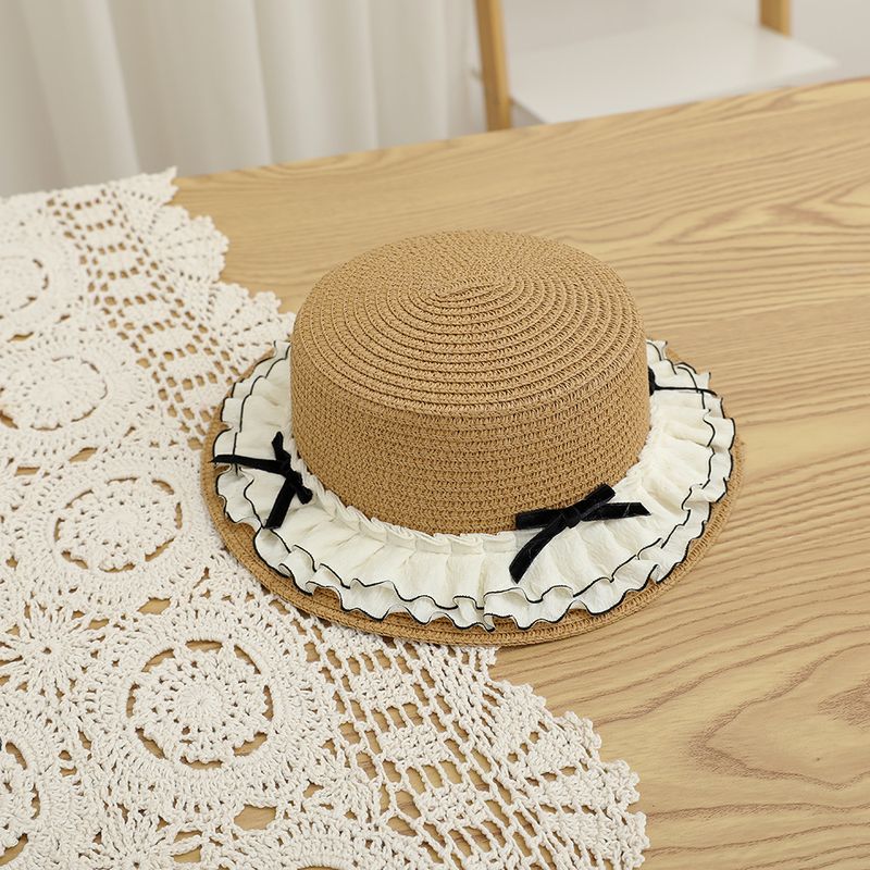 Borsa carina per bambini estivi nuovi set di due pezzi parasole cappello di paglia a sommità piatta per ragazza da sole_voghion.com