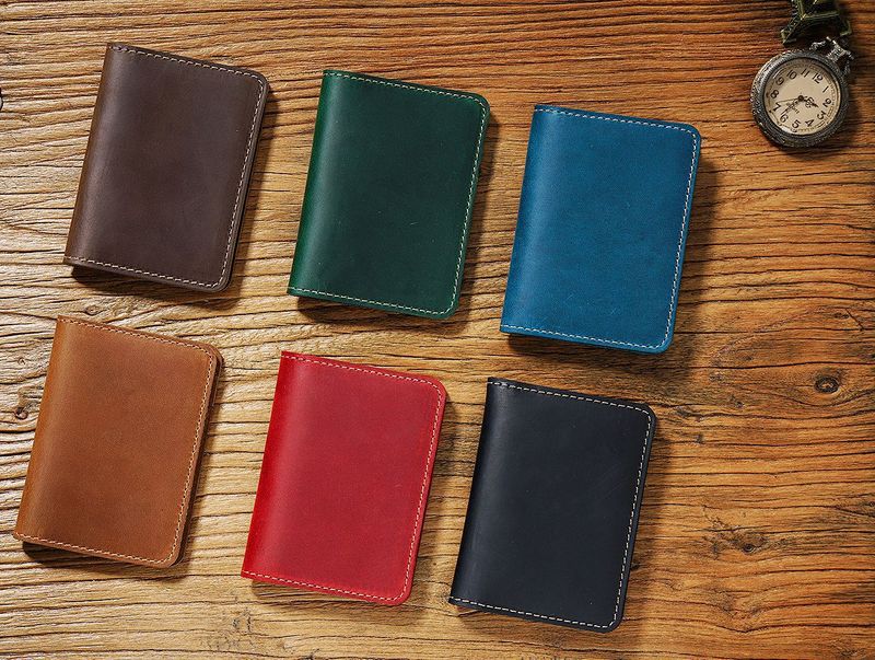 Kartentasche Kartenetuis Vintage Crazy Horse Leder Kartenhalter mit erster Schicht Rindsleder Multifunktion Echt Kurz Ultradünn Führerschein_voghion.com
