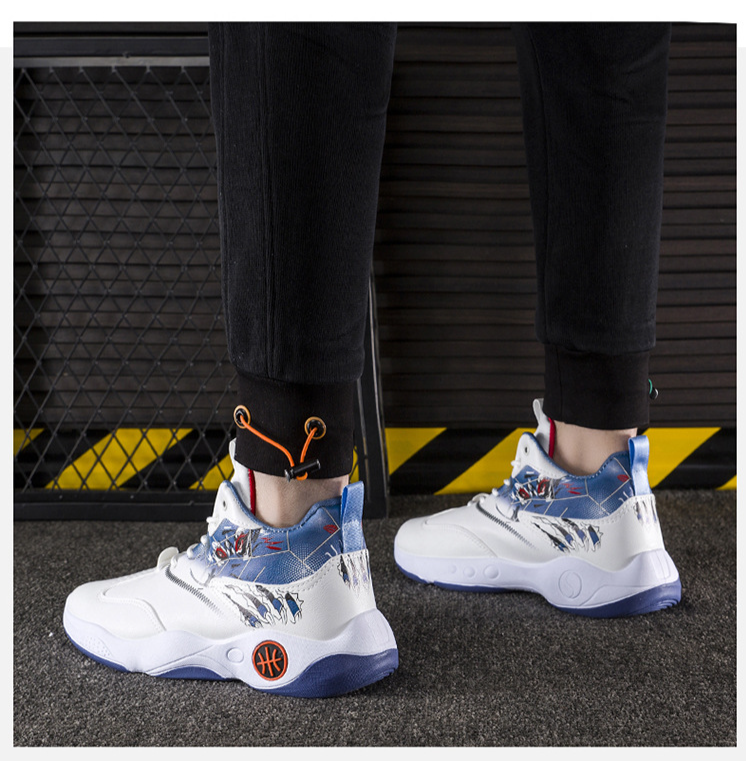 Grenzüberschreitende Herrenschuhe Frühjahr neue Herren-Basketballschuhe PU atmungsaktive Sportschuhe modische High-Top-Casual-Herrenschuhe mit dicken Sohlen_voghion.com
