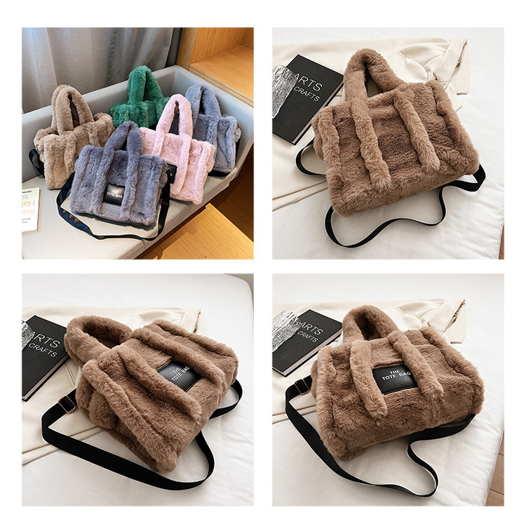 Nuova borsa in finta pelliccia di coniglio autunno e inverno, borsa tote di grande capacità, borsa a tracolla coreana, borsa in peluche_voghion.com