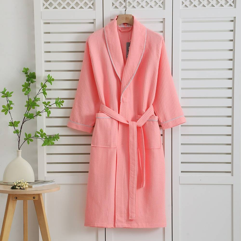 Bath Towels Pure Cotton Nightgown Men And Women Waffle Bathrobe Couple Thin_voghion.com