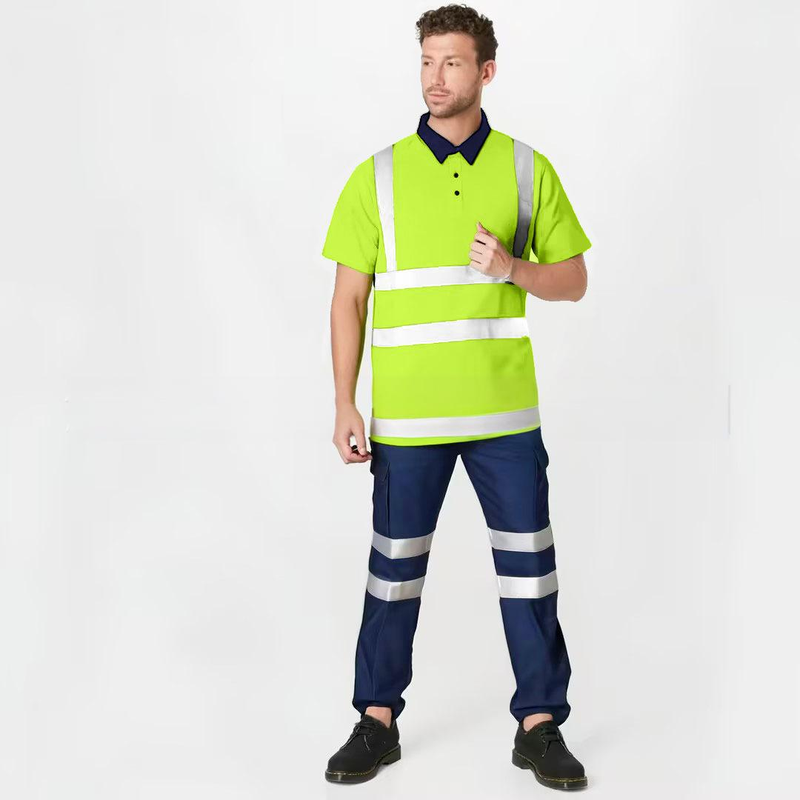 Vêtements pour hommes, polo réfléchissant à manches longues pour chantier routier, vêtements de travail à revers, séchage rapide, hauts de sécurité pour travailleurs de la construction_voghion.com
