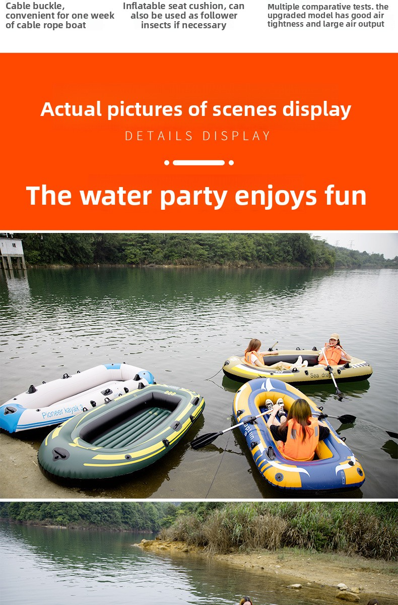 Inflatable Fishing Boat - Heavy-Duty Raft For Kayaking River Drifting & Water Sports (Portable Non-Slip Deck Includes Repair Kit & Pump)_voghion.com