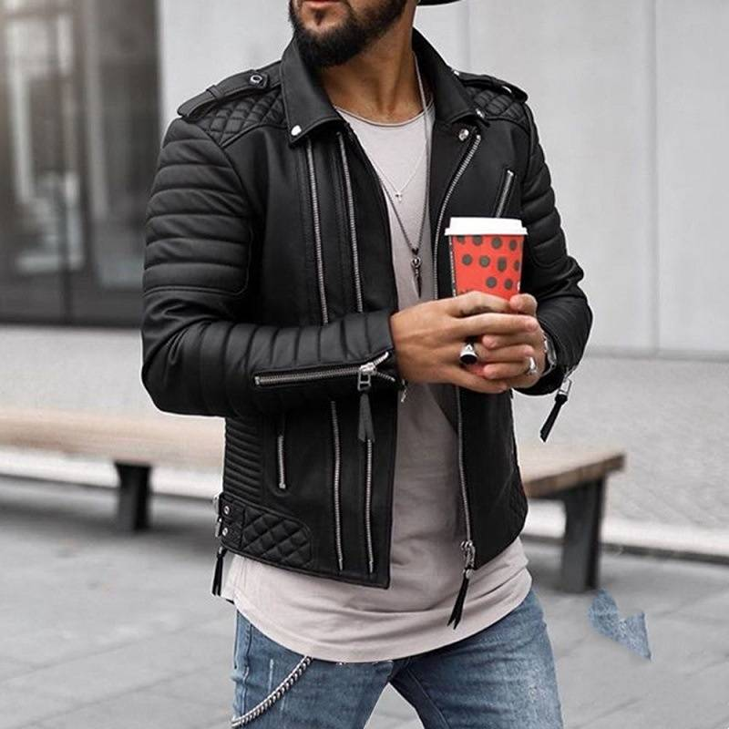 Winterjacke aus Kunstleder für Herren mit Reißverschlusskragen, stylischer Bombermantel für die Freizeit, leicht und warm, S-XXXXXL_voghion.com