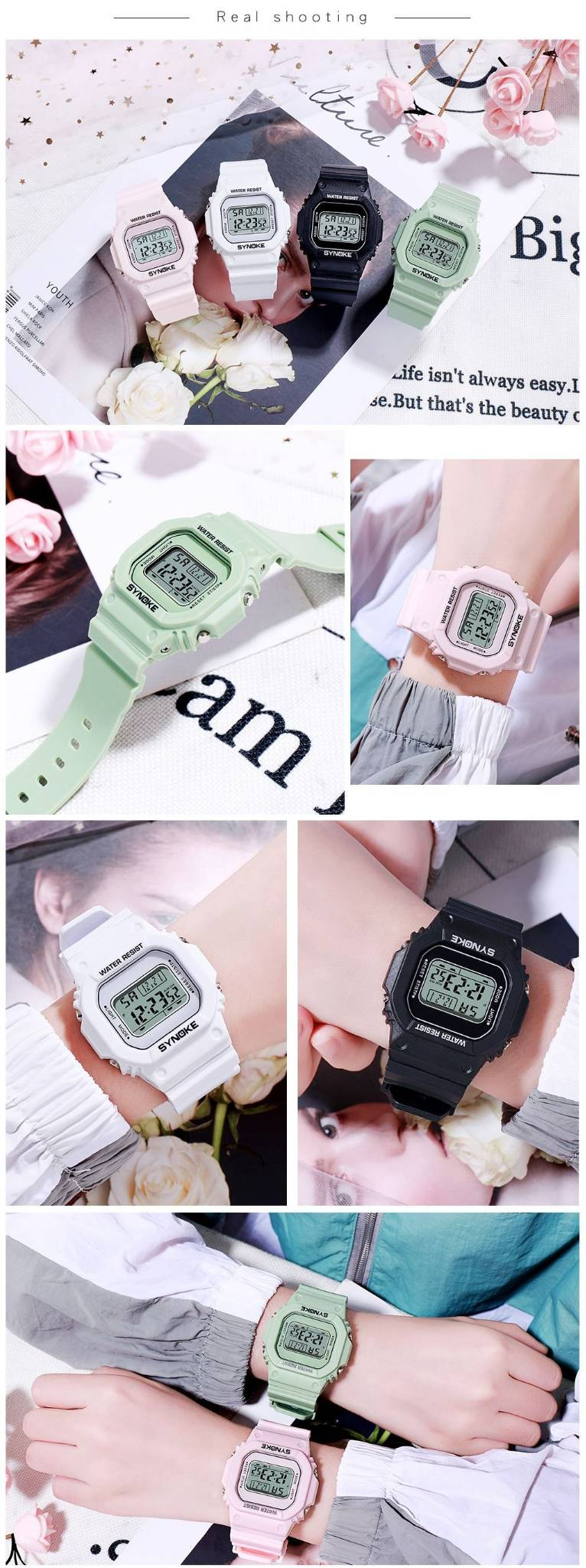 Digital Sports Watch For Men And Women - Trendy Unisex Couple Watch With 30M Water Resistance, Lightweight PU Strap, And LED Display (Multiple Colors)_voghion.com