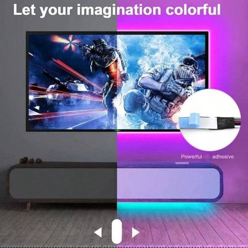 5V RGB LED Strip Lights With 24-Key IR Remote, USB-Powered Mood Lighting For Room & Living Room, Customizable Colors & Brightness_voghion.com