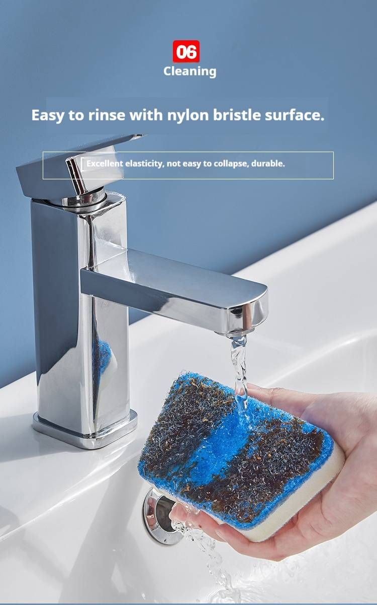 Long Handle Bath Tub Sponge Scrubber - Multi-Surface Cleaning Brush For Tiles, Floors & Household Surfaces (White, Non-Slip PP Handle)_voghion.com