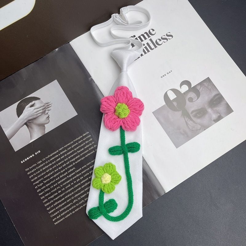 Niedliches, einzigartiges, lässiges, kurzes, trendiges Blumen-Krawatten-Set – kein Knoten erforderlich_voghion.com