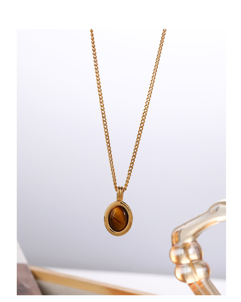 Collana elegante con pietra occhio di tigre da donna - Catena regolabile in stile vintage minimalista ed elegante per l'uso quotidiano_voghion.com