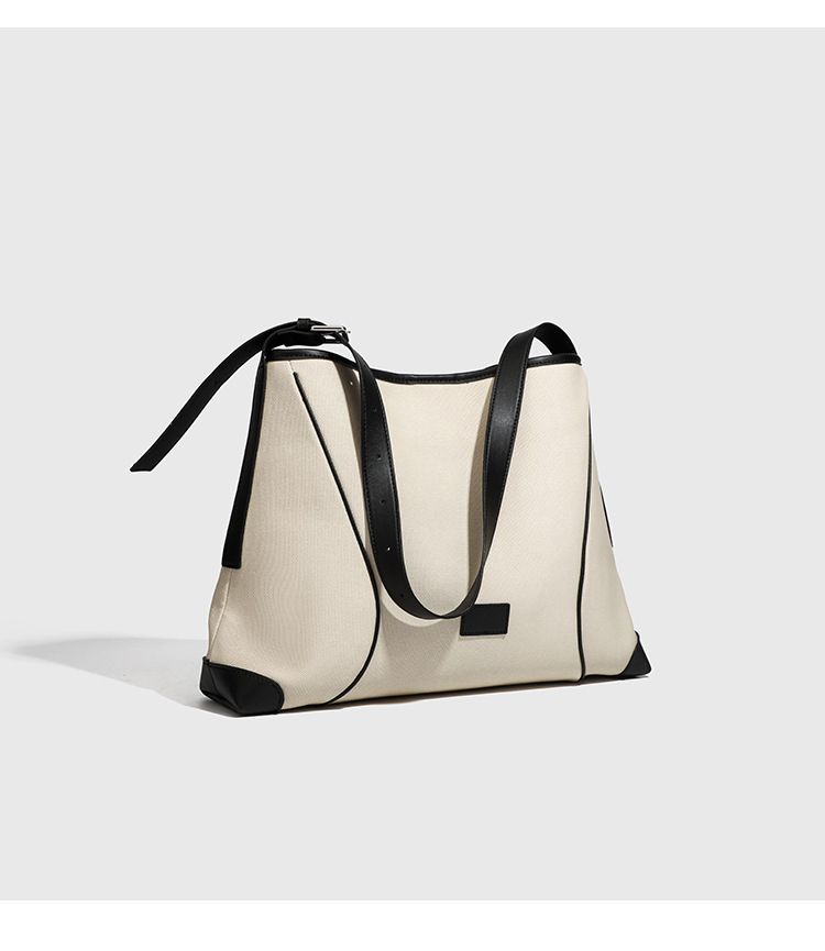 Trendy Shoulder Tote Bag For Women - Casual Canvas Crossbody Hobo Bag With Magnetic Closure, Spacious Interior & Stylish Stitching Details_voghion.com
