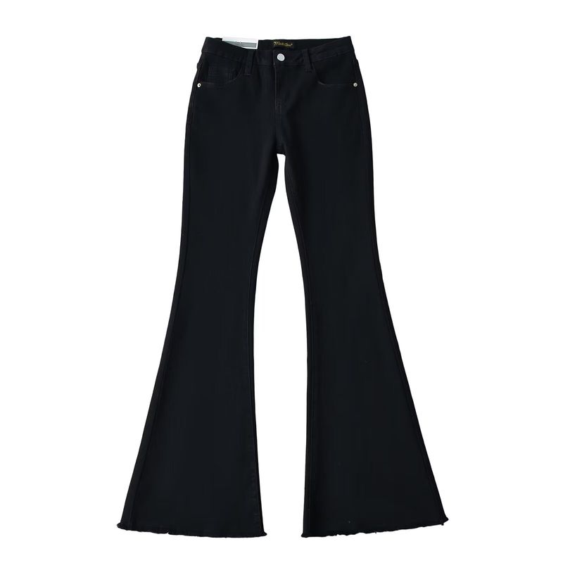 Women’s Clothing Ins Hot Girl Style Raw Edge Slim Embroidery Low Waist Flared Jeans Autumn New Slim Jeans_voghion.com