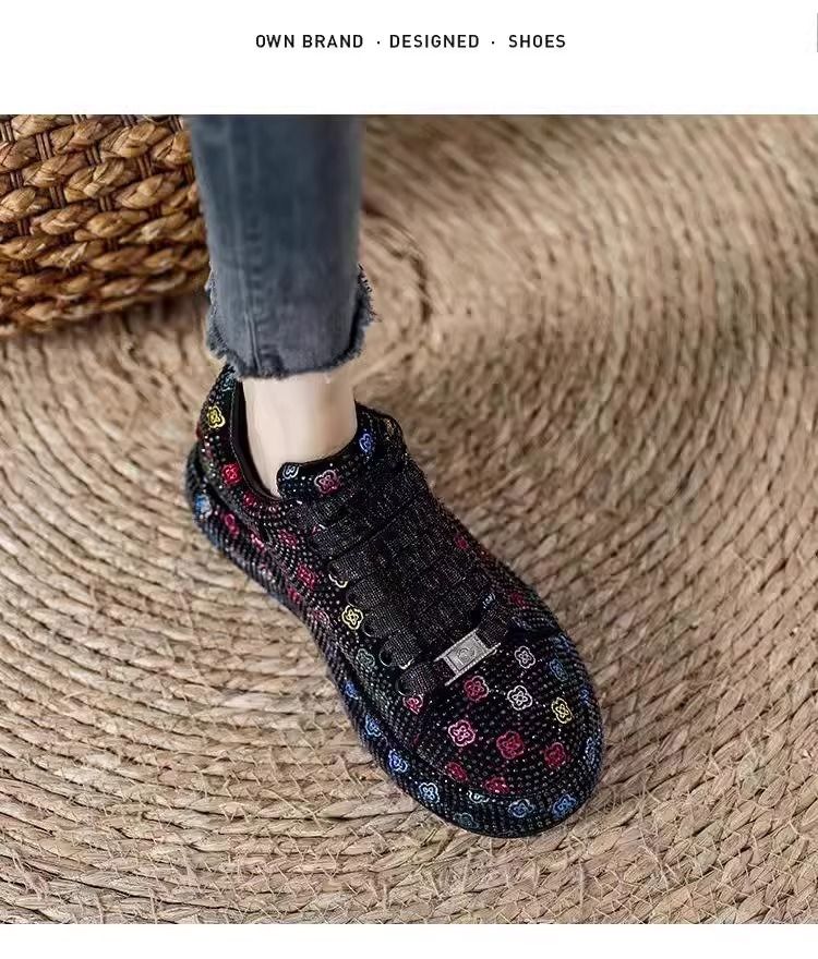 Sneakers da donna con stelle e strass, alla moda, casual, basse, traspiranti, con plateau, allacciate, comode da indossare tutti i giorni_voghion.com