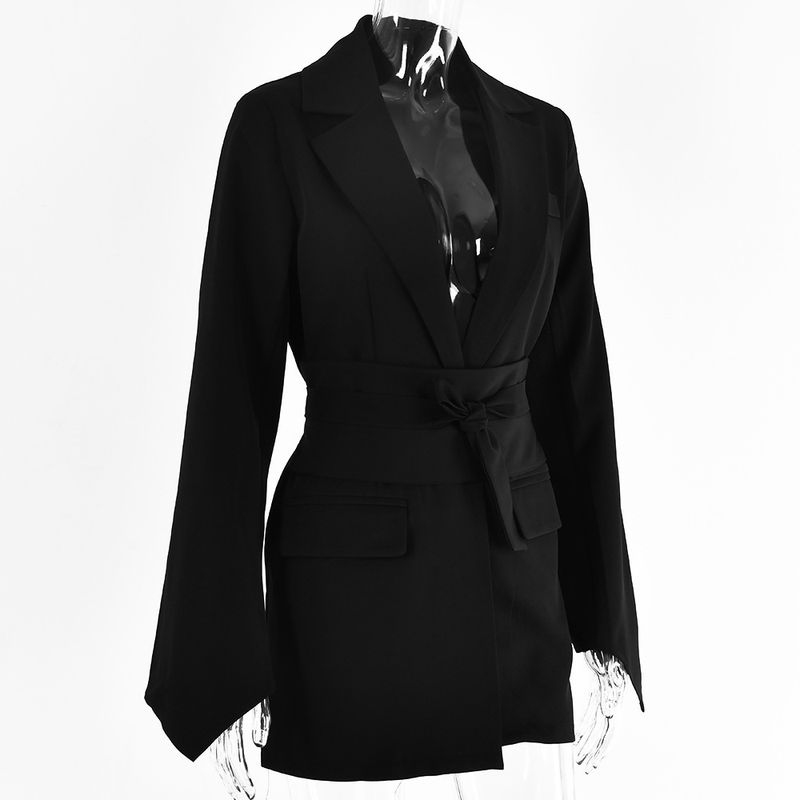 Conjunto Blazer Casual Feminino - Paletó Slim Fit de Poliéster Leve (Branco/Preto/Cinza/Cáqui, P-GG)_voghion.com
