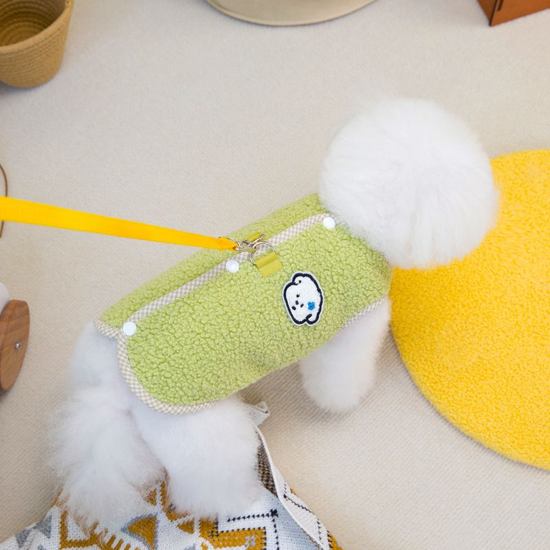 Dog Clothes Pet Clothing Cat Autumn Winter New Teddy Bichon 24 Back Open Particle Lamb Wool Vest_voghion.com