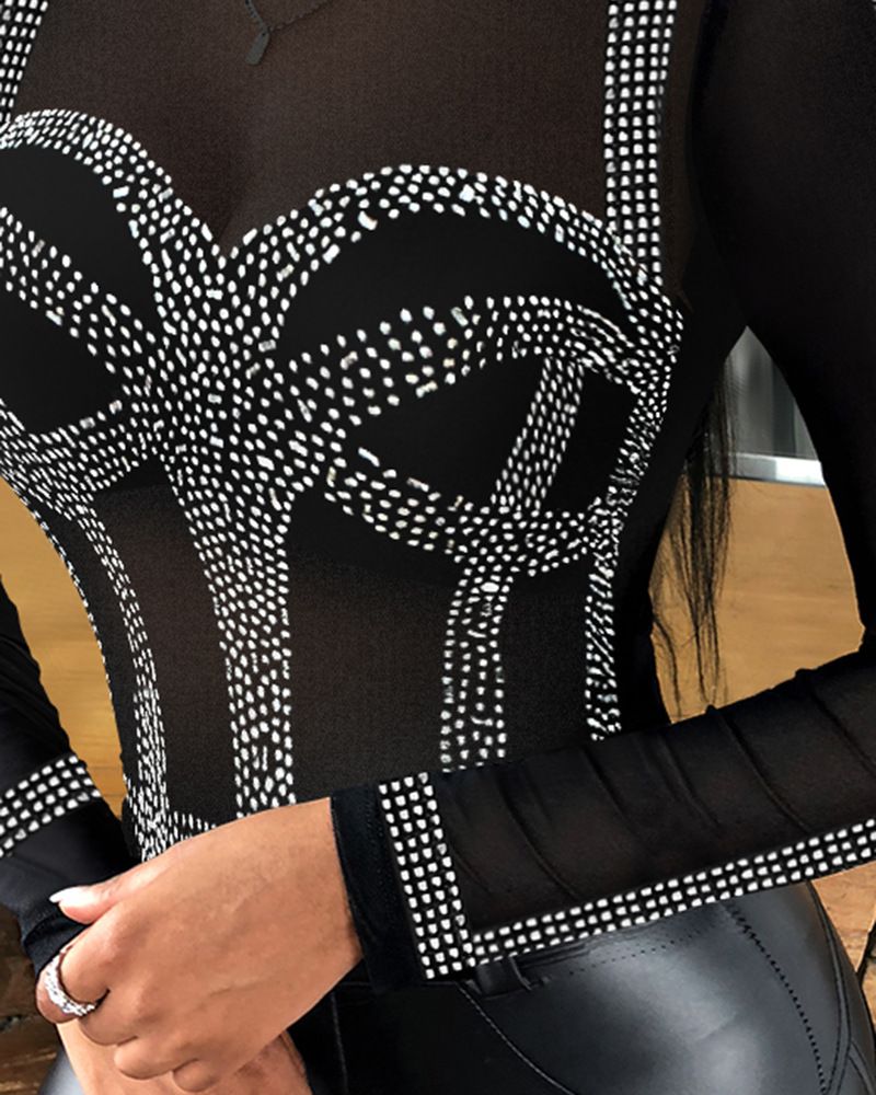 Women's Clothing Rhie mesh bodysuit_voghion.com