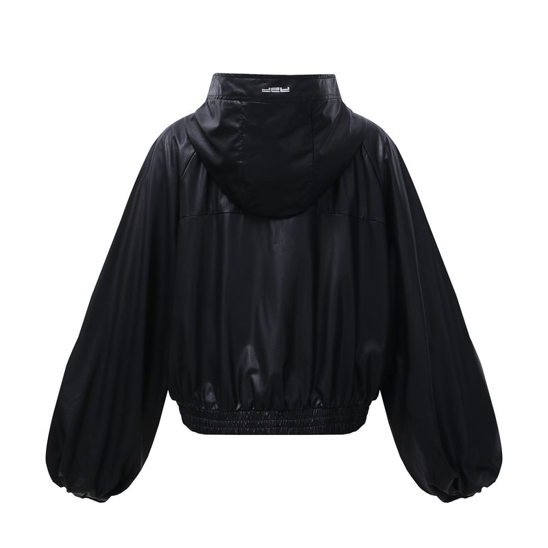 Eon Modish 25 Herbst New American Street Fashion Einfacher kurzer Leder-Patchwork-Jackenmantel_voghion.com