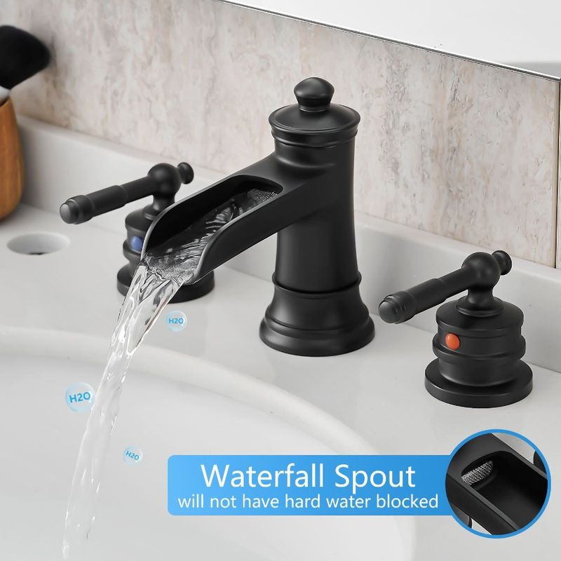 Diffuso con leva del rubinetto 8 rubinetto doppio lavandino lavandino per maniglia bagno vasca 3 rubinetti foro nero fino a pollici scarico pop bagno_voghion.com