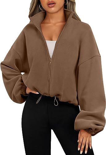 Užsienio prekyba, tarpvalstybinė moteriškų drabužių parduotuvė, karšto pardavimo „Polar Fleece“ sportinė striukė su stovima apykakle ir aksominė striukė su užtrauktuku_voghion.com