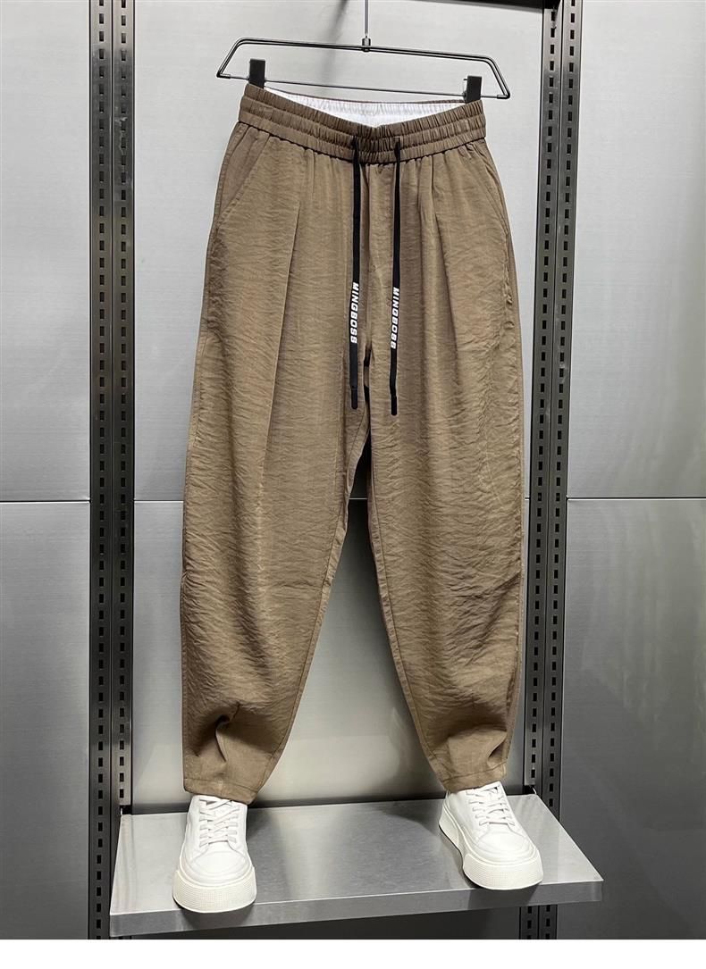 Men's Clothing 2024 Summer New Cotton and Linen Ultra thin Casual Pants Men's Breathable Drape Pants Trendy Loose Harem Carrot Pants_voghion.com