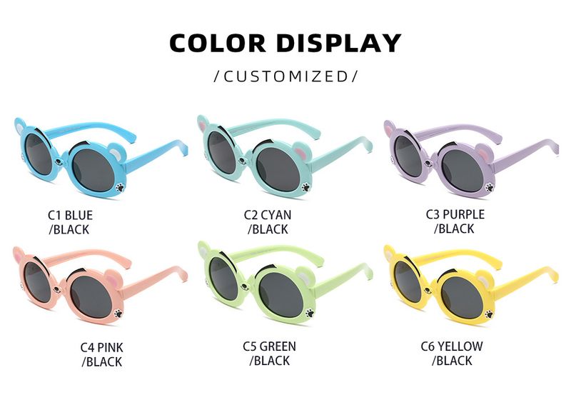 Weiche Silikon-Sonnenbrille mit Cartoon-Bär – UV-Schutz und polarisiert (Unisex für Kinder und Erwachsene, High-End-Komfort)_voghion.com