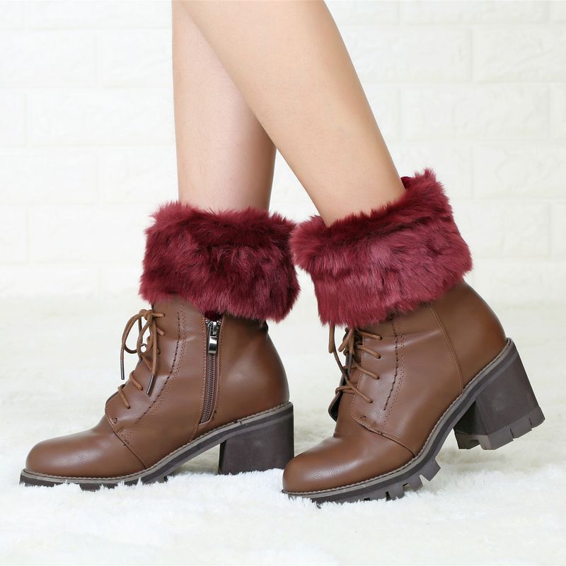 Neue Herbst-Winter-Kurzstil-Flip-Over-Plüsch-warme Socken und Stiefelüberzüge für Damen-Beinschützer aus gestrickter Wolle_voghion.com