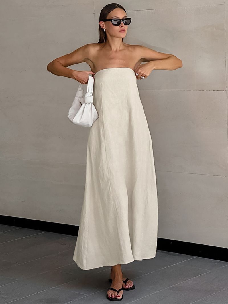 Abito lungo da donna con design semplice e personalità, aderente e a tubino, tinta unita_voghion.com