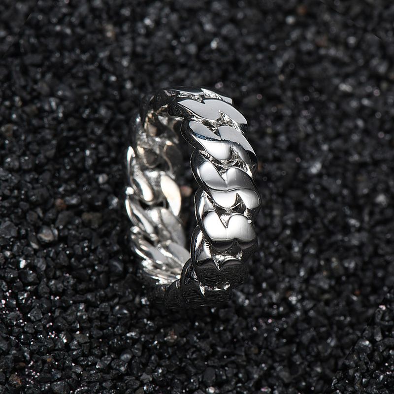 8 mm glatte kubanische Kette, echt vergoldet, Streetstyle-Persönlichkeit, Hip-Hop-Herrenring_voghion.com