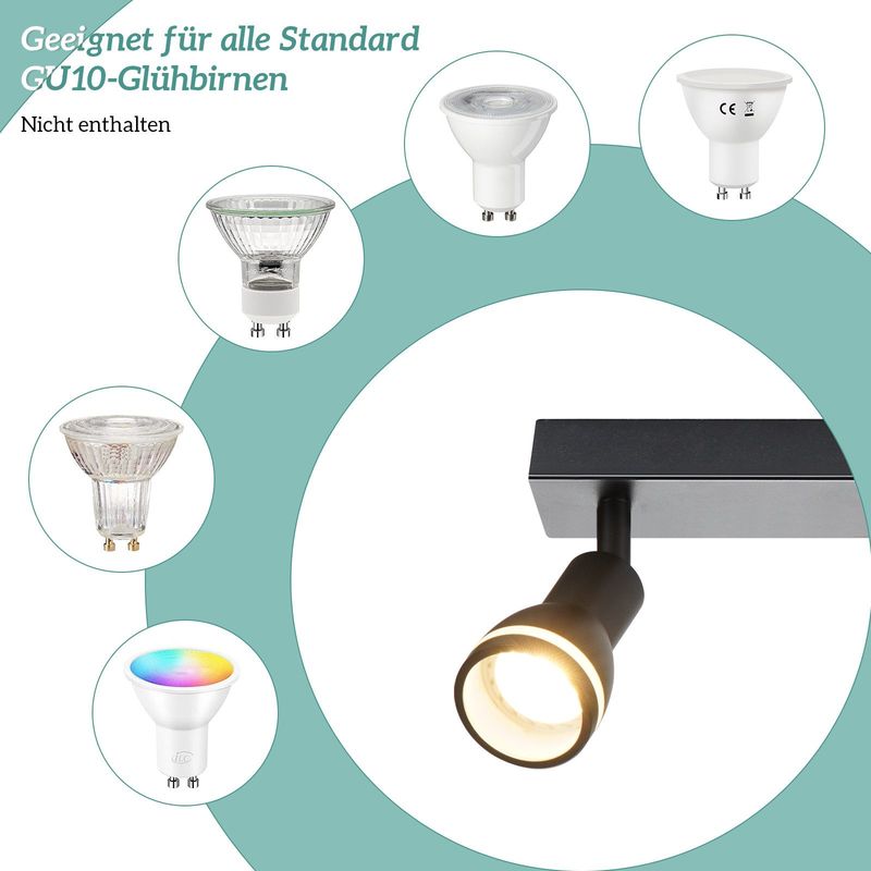 Glitzerlife LED Deckenleuchte 4 Flammig Deckenstrahler - Quadratische Weiß Deckenlampe Spots GU10 Schwenkbar Wandstrahler Innen Metall Ohne Leuchtmittel_voghion.com