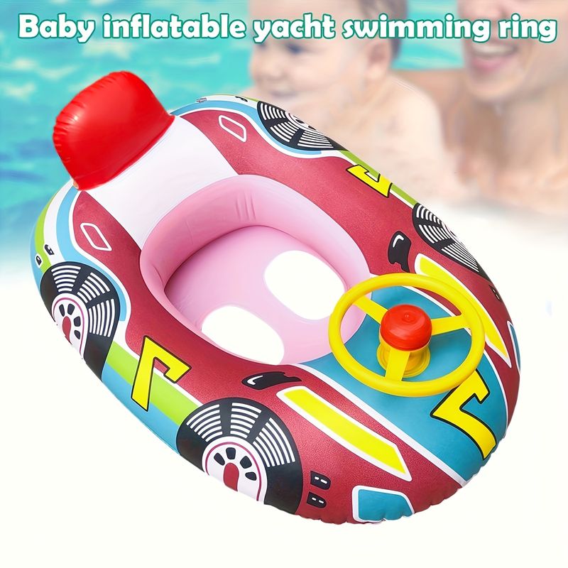 1 st opblaasbare kinderzwemring met stuurwiel - verdikte zwembadzitboot voor jongens en meisjes - leuk en veilig waterspelen_voghion.com