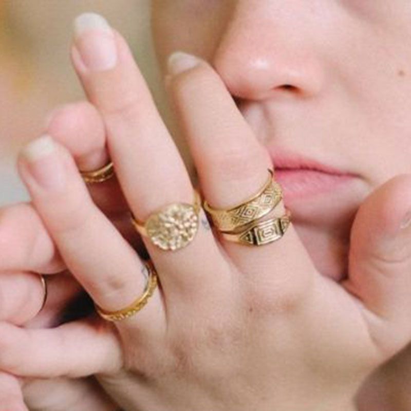 Trendy Avant-Garde Designer Ins Style Minimalist Irregular Origami Multi-Faceted Ring_voghion.com