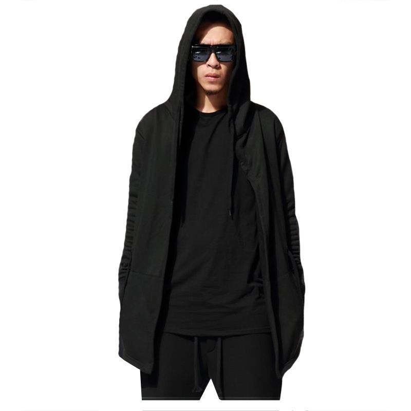 Moda Düz Renk Roma Sonbahar Kıyafeti Orta Uzunlukta Pelerin Büyücü Pelerin Erkek Kapşonlu Ceket Büyük Beden_voghion.com